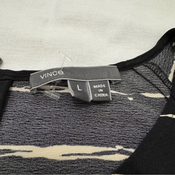 Vince Large 100% Silk Black & Ivory Shift Mini Dress ~ Classic Career Capsule - Picture 6 of 7